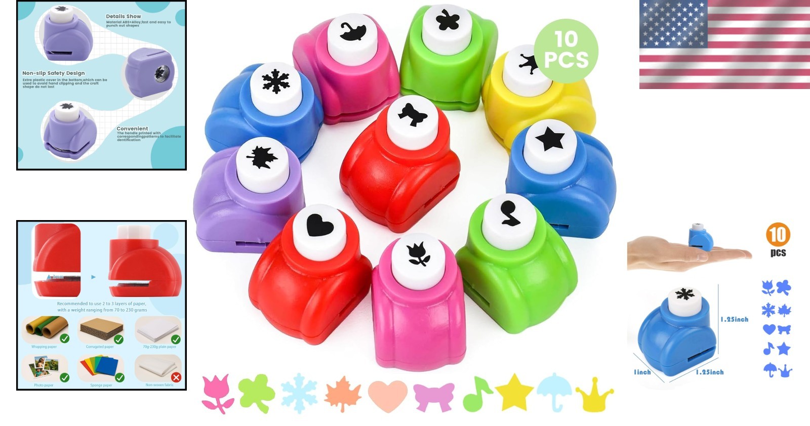 10 Assorted Shape Punches for Kids - Fun Craft Tools for Creative Projects