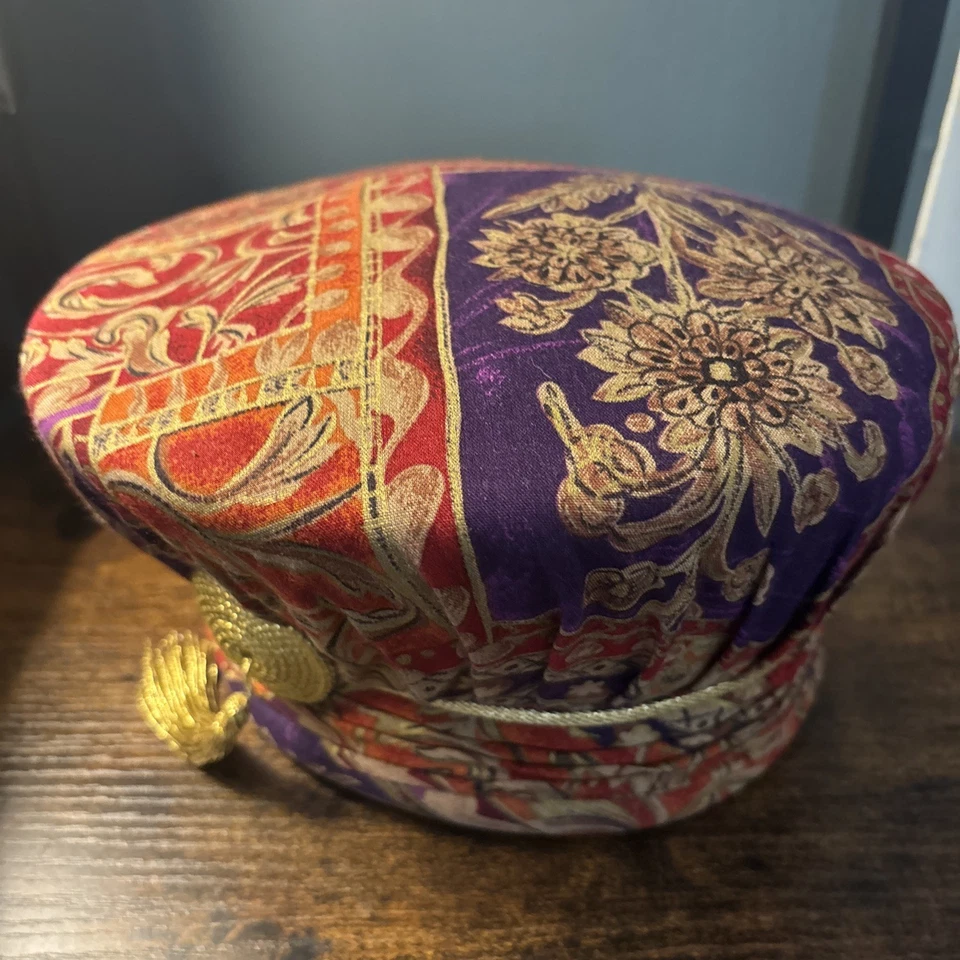 B Michael New York Designer Straw Fiber Hat - Royal Purple & Red Hat - Image 3 of 4