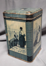 alte Dose rechteckig mit Klappdeckel Holl&auml;ndische Motive Holland 8 x 8 x 12,5 cm