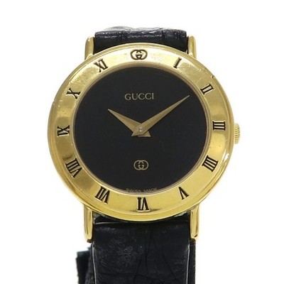 Gucci 3000L Ladies Black Dial,  Gold-Tone Watch Gucci [Near MINT w/Case] GUCCI 3000L Black Dial Gold Quartz  main image 2