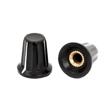 2 Pcs Black 4mm Shaft Hole Diameter Volume Control Potentiometer Knobs Caps