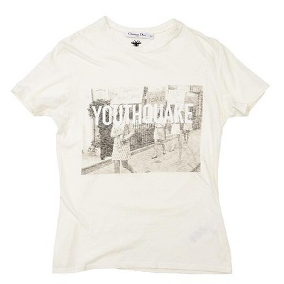 Christian Dior Womens T Shirt S Off White Cotton Linen France Designer Auth