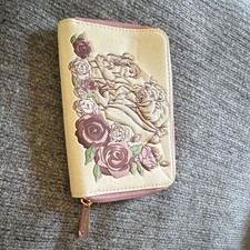 Loungefly Disney Beauty and the Beast Rose Wallet Cream Pink Floral Embossed