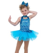 Get Your Sparkle On TURQUOISE Child Large New Dance Costume Sequined Ballet Tutu