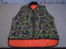 Vintage Walls Duck Camo Reversible Blaze Orange Hunting Vest Men Distressed L