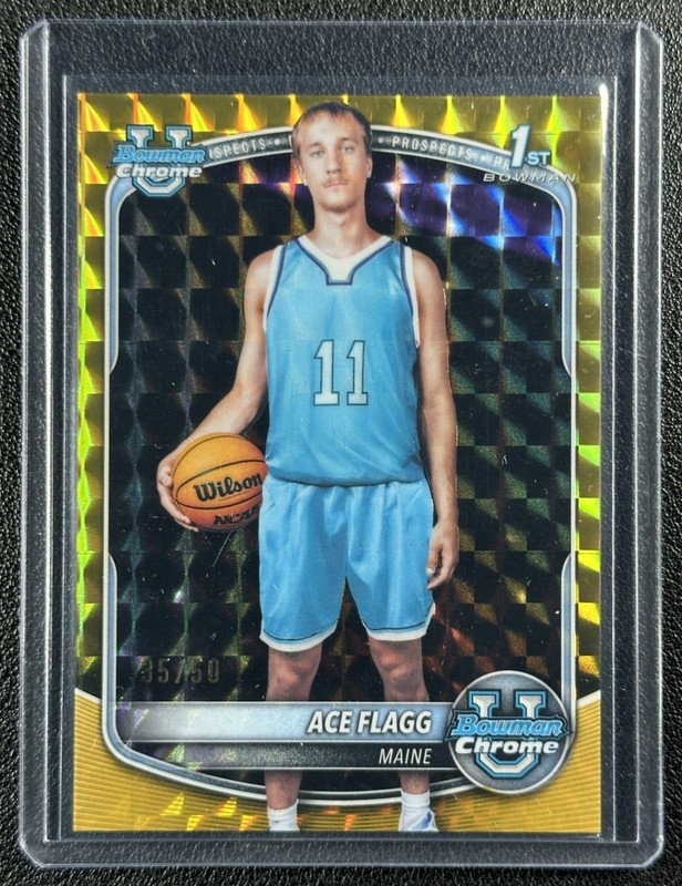 ACE FLAGG 2025-26 BOWMAN CHROME #BCP-91 PROSPECT GOLD GEOMETRIC REFRACTOR 35/50