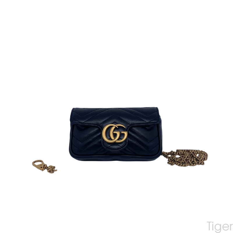 Gucci Mini Marmont Small Crossbody Bag in Black & Gold