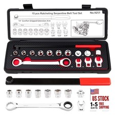 15PCS Serpentine Belt Tool Set, Professional Ratcheting Serpentine Belt 