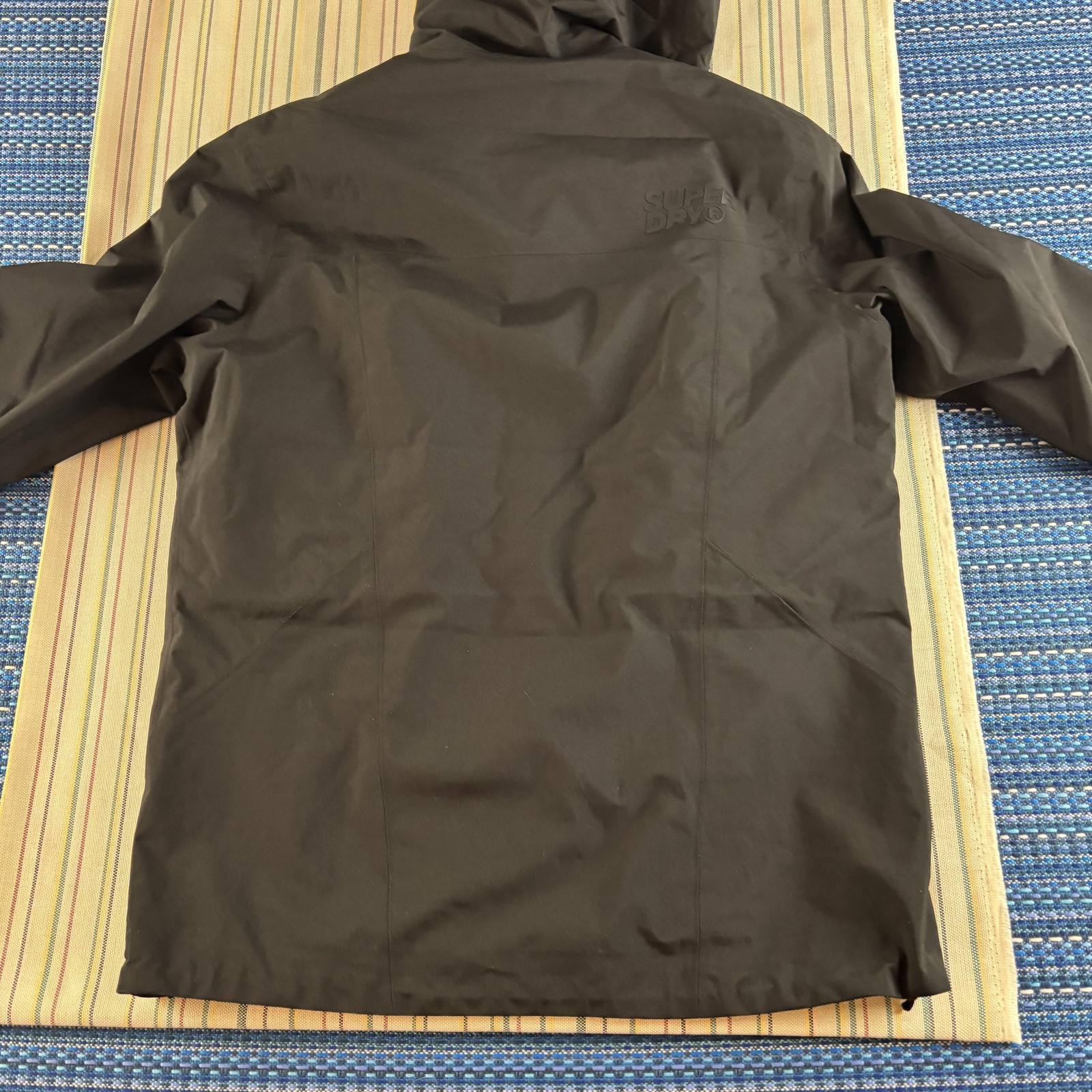Superdry Hydrotech Waterproof Jacket Mens Large Black Hooded Technical Outdoor