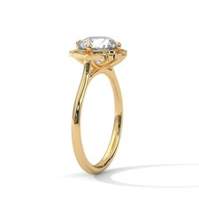 11 Carat Round Lab Grown Diamond Flower Shape Solitaire Ring 14K Fine Jewelry