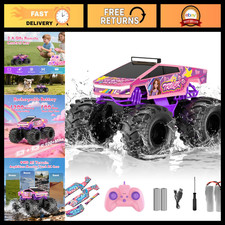 Remote Control Amphibious Car 1:18 Pink Monster Truck Toy for Girls - All Terrai