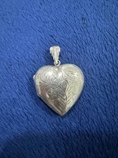 BOMA Signed Sterling Silver 925 Large Puffed Heart Pendant, 2in Long