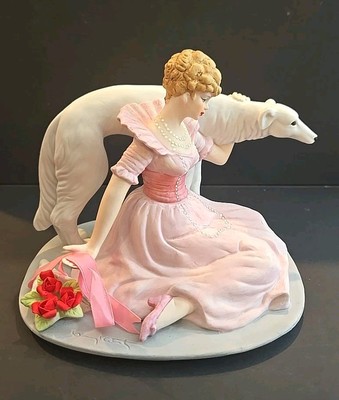 ICART BORZOI LADY ART DECO BISQUE DOG FIGURINE #818 MARKED MINT 
