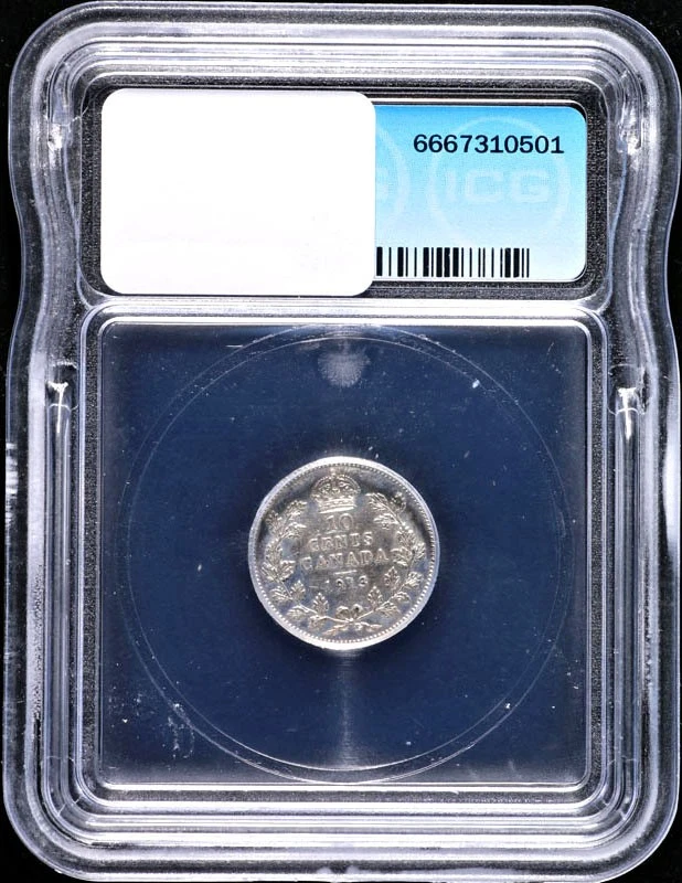 Canada 1913 Ten (10) Cents ICG AU53 KM#23 - Image 4 of 4