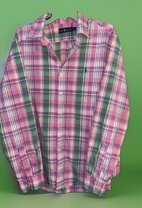Ralph Lauren Pink White & Green Plaid Shirt Size XL