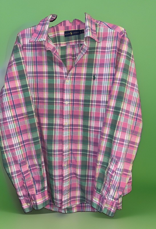 Ralph Lauren Pink White & Green Plaid Shirt Size XL