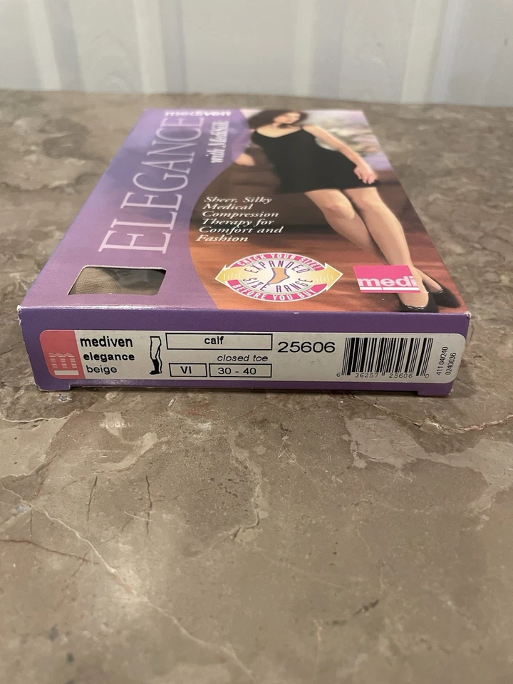 Medias de compresión Mediven 25606 30-40 mmHg pantorrilla punta cerrada beige talla VI NUEVAS CON ETIQUETAS Foto 3 de 4