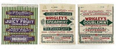 Wrigley's Doublemint Juicy Fruit Gum Wrapper 1930s United Profit Sharing Coupon