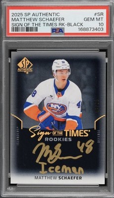 2025-26 Sign Of The Times Black Insc. Matthew Schaefer   Iceman  RC Auto /25