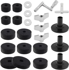 Cymbal Replacement Accessories Set 23 Pcs Black for Drum Kit