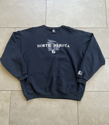 #ad Vintage 1990s Starter North Dakota UND Fighting Sioux Made In USA Sweatshirt XL $64.97