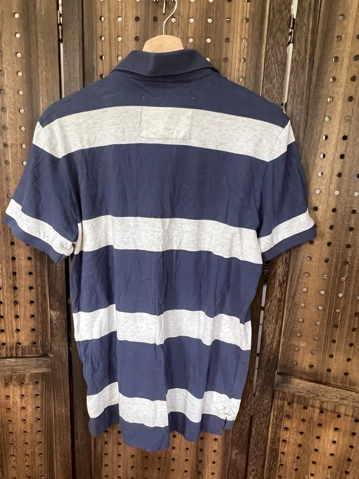 全新带标签 Aeropostale Polo 衫中号条纹短袖破旧 Y2K — 第 2/4 张图片