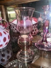 Fenton VTG Glass Hurricane Candleholder / Fairy Lamp Plum Iridescent HTF!!