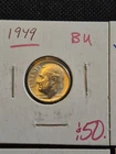 5 High Quality 1949 Silver Roosevelt Dimes.  1 BU coin!!