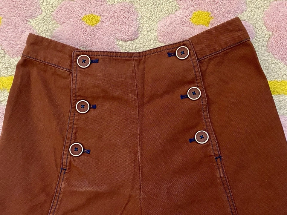 Pantalones marineros marrón oscuro con puntada azul marino en contraste Zara para niñas - talla 11-12 Foto 2 de 4