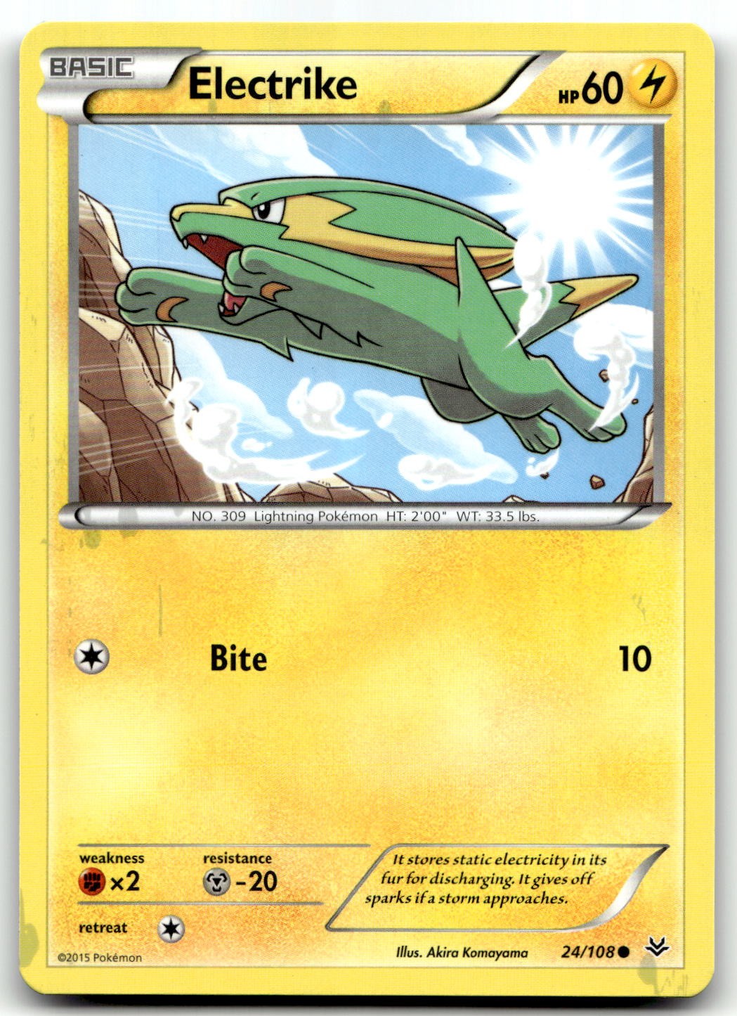 Electrike 24/108 XY - Roaring Skies Common Normal Pokemon TCG NM