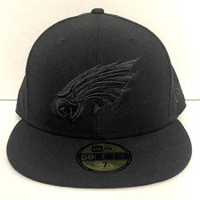 New Era Philadelphia Eagles All Black Fitted Size 7 Hat Blacked Out Logo 59FIFTY