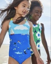 Mini Boden Sailboat Lighthouse Ocean Rainbow One-Piece Swimsuit 11-12