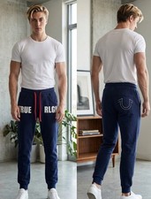 True Religion Sweatpants Men small Blue Navy