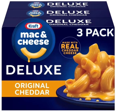 Kraft Deluxe Original Cheddar Mac N Cheese Macaroni and Cheese Dinner, 3 ct Pack