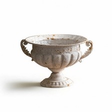 Urn Vase with Pedestal White Trophy Vase Vintage for Tabletop, Mantel