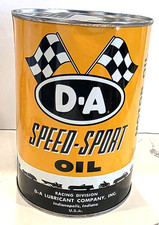 Vintage D-A SPEED-SPORT OIL 1 quart Can - FULL - Metal - DA Speed Sport Motor qt