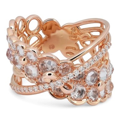Giovanni Ferraris White Sapphire 2.32ct & Diamond Cocktail Ring 18K Rose Gold 