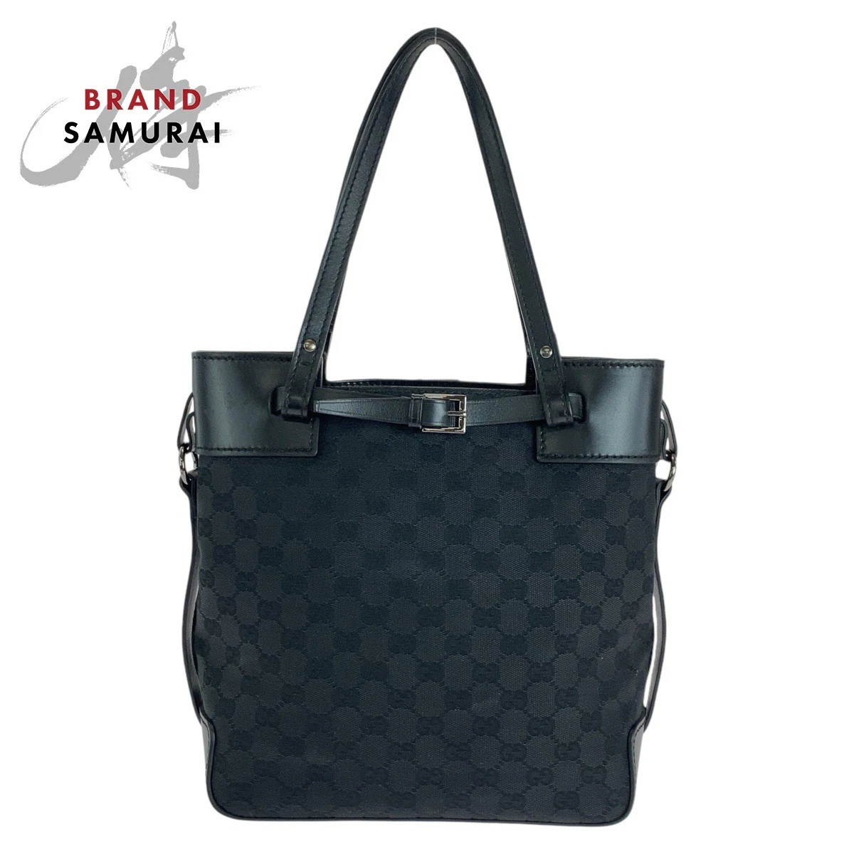 Sac fourre tout femme Gucci cuir et toile GG noir argent quincaillerie 10,8