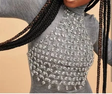 Personality Street Sexy Gemstone Paneled Crop Back Vest (One Size All）