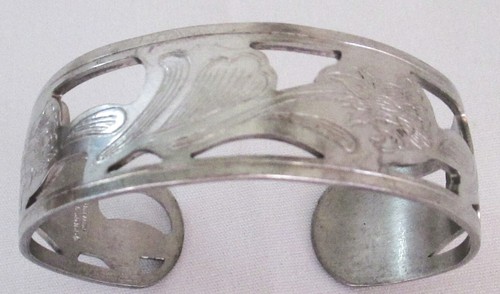 Bracciale Kirk Stieff Papaveri Peltro Ritagliato Inciso Firmato - Foto 8 di 10