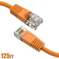 125FT Cat5e RJ45 Ethernet LAN Network Patch Cable UTP Copper Gold 24AWG Orange