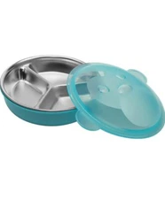 Stainless Steel Plate and Bowl Combo with Strong Anti-Slip Removeable Suction.