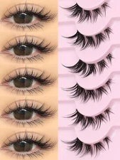 7/ 10Pairs Groinneya Cat Eye Lashes Half Lashes Natural Faux Mink Eyelashes Fake