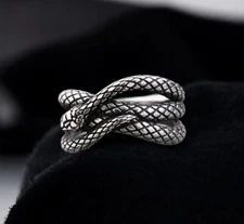 Silver Snake Ring | Serpent Head Vintage Ring | Thin Spiral Christmas gifts