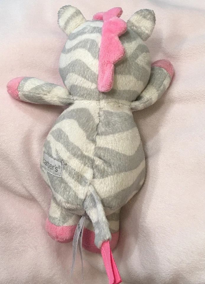 Peluche Carter's Zebra de 8"" rosa gris 2015 juguete suave para bebé Lovey" Foto 3 de 3