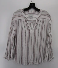 Rails Top Women Medium White Red Pullover Blouse Striped Preppy Colorful Knit*