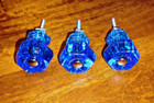 (3) Cobalt Blue Glass Knobs and Hardware Drawer Kitchen Bathroom Cabinet Dresser