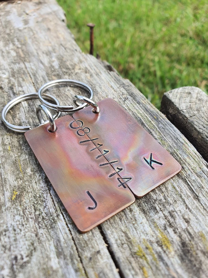 Personalised Keyrings 8th Anniversary Gift Keychain Husband Wife Bronze Wedding