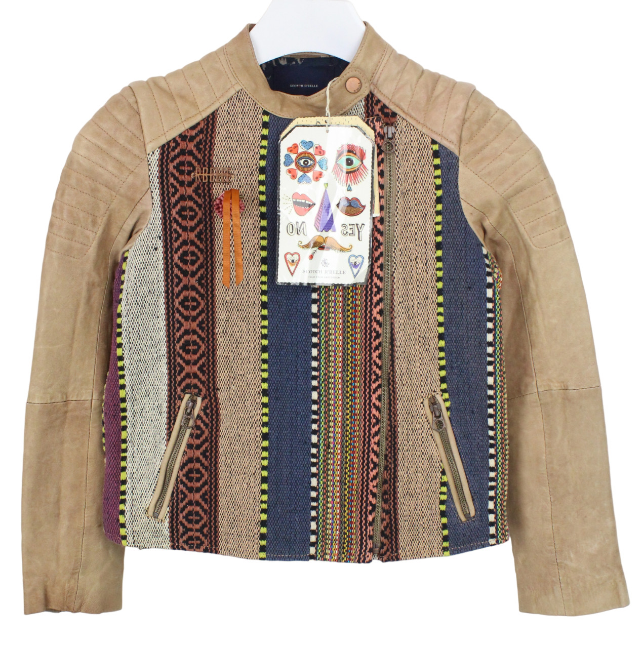 Chaqueta SCOTCH R'BELLE Niña 12 AÑOS Cuero de Oveja Forrada con Cremallera Completa Cuello Simulado