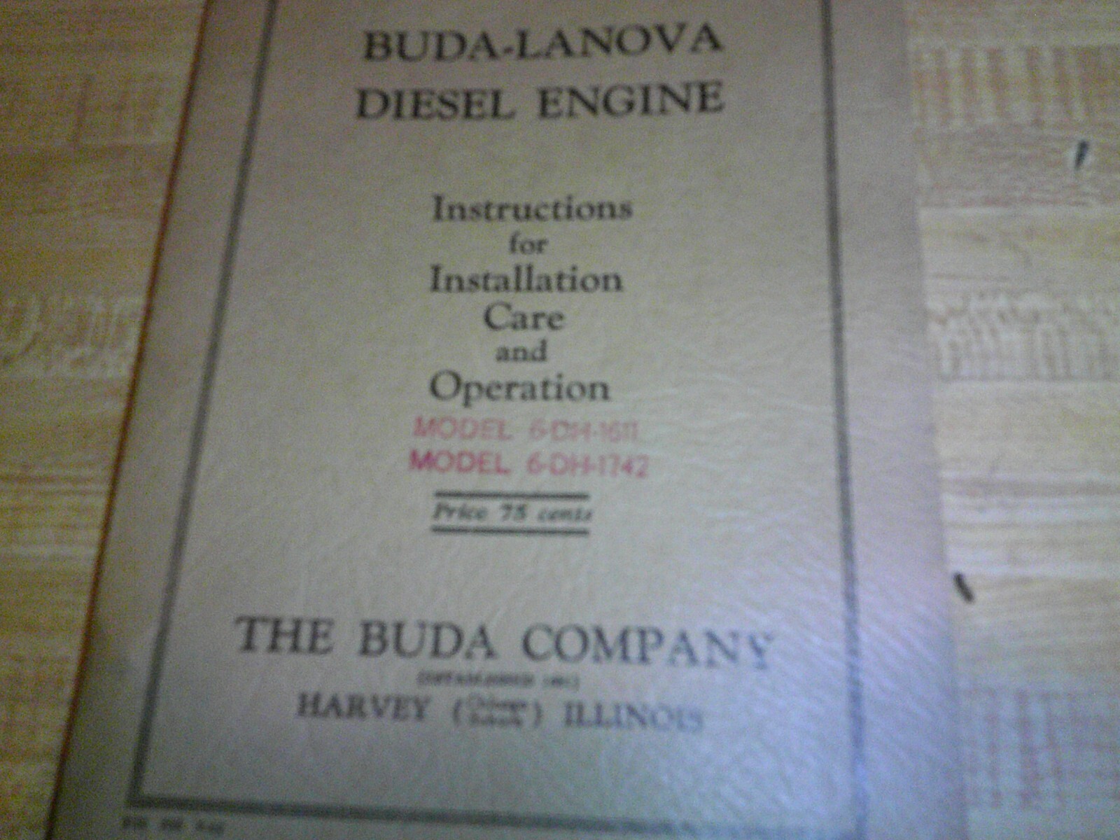 buda diesel engine instruction operation manual 6DH16111742 buda